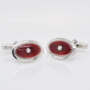 Red Guilloché Enamel Silver Cufflinks - Vaibhav Dhadda Jewellery