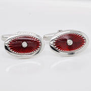 Red Guilloché Enamel Silver Cufflinks - Vaibhav Dhadda Jewellery