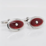 Red Guilloché Enamel Silver Cufflinks - Vaibhav Dhadda Jewellery