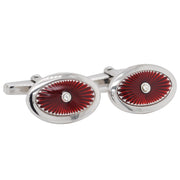 Red Guilloché Enamel Silver Cufflinks - Vaibhav Dhadda Jewellery