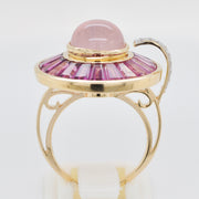 Circle Rhodolite Rose Quartz Rotating Ring