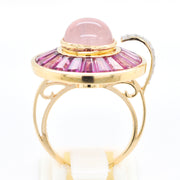 Circle Rhodolite Rose Quartz Rotating Ring