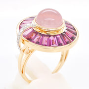 Circle Rhodolite Rose Quartz Rotating Ring