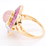Circle Rhodolite Rose Quartz Rotating Ring