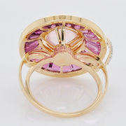 Underside of the statement ring, revealing the gold structure and the back of the bezel-set quartz.