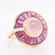 Circle Rhodolite Rose Quartz Rotating Ring