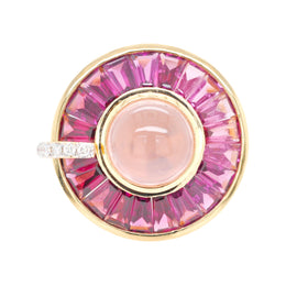 Circle Rhodolite Rose Quartz Rotating Ring