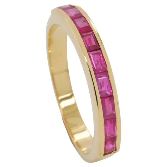 18K Gold Natural Mozambique Ruby Half Band Ring - Vaibhav Dhadda Jewelry