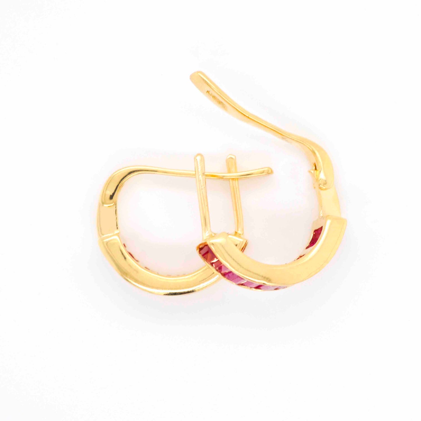 Chic and simple red stone hoops