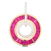 Circle Ruby Tapered Baguette Pendant
