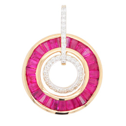 Circle Ruby Tapered Baguette Pendant