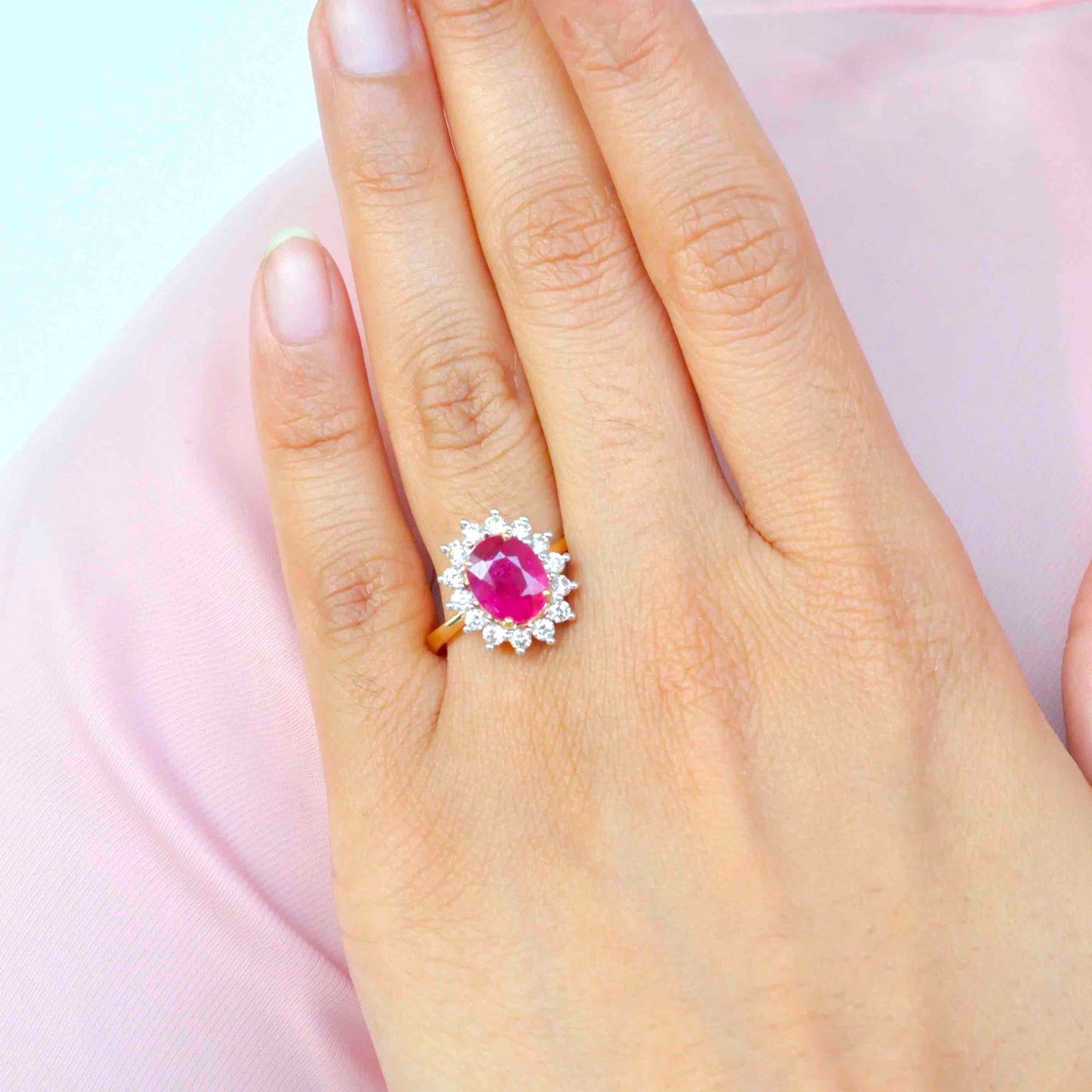 Diamond Cluster Ruby Ring