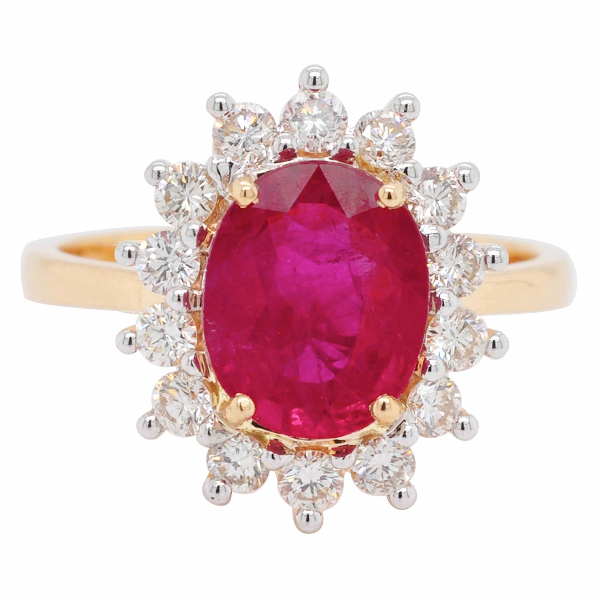 Ruby Diamond Cluster Ring