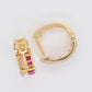 18K Gold Ruby Channel-set Diamond Hoop Earrings