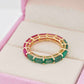 18K Gold Prong-Set Emerald Ruby Eternity Band Ring - Vaibhav Dhadda Jewelry