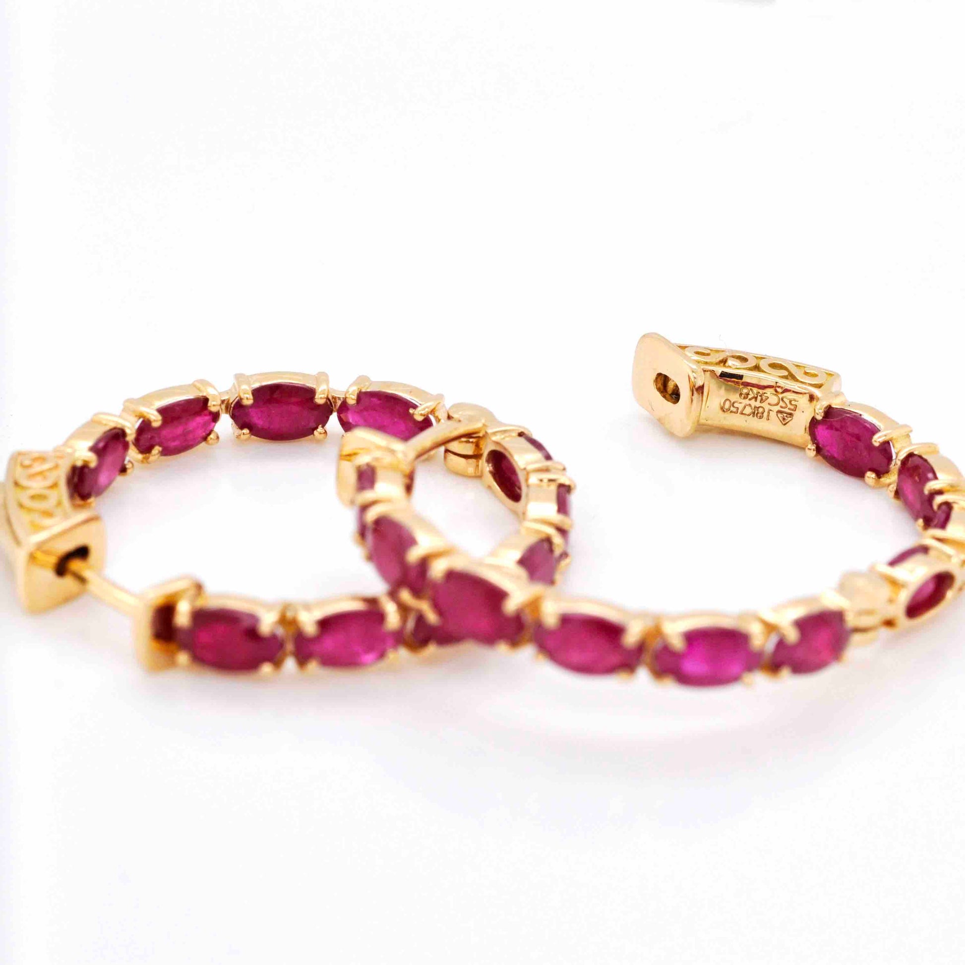 Buy Classic Ruby Oval Hoop Earrings