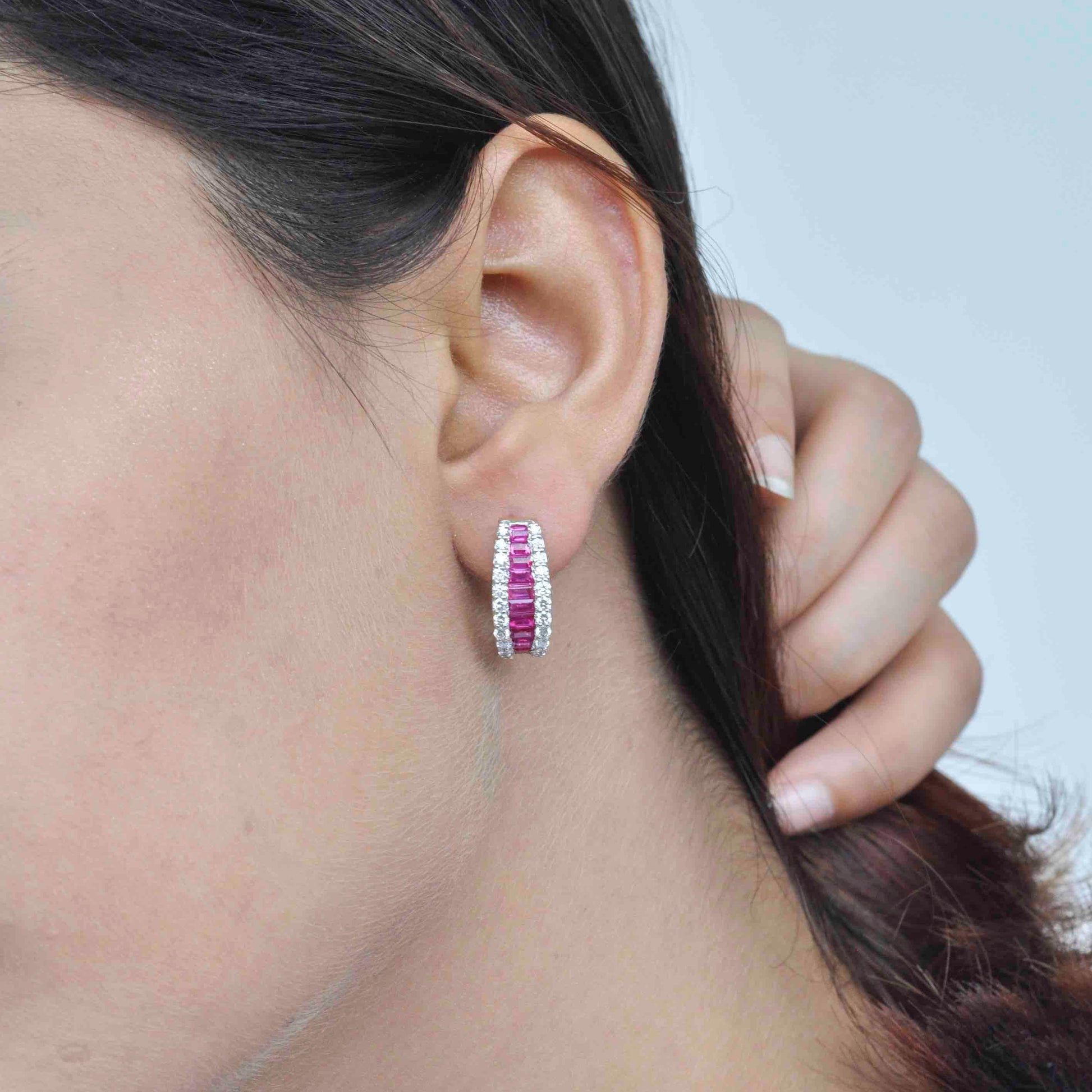 ruby gemstone dangle drop earrings