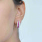 18K Gold Ruby Baguette Diamond Huggie Hoop Earrings - Vaibhav Dhadda Jewelry