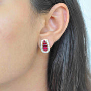 antique Natural Ruby Diamond Stud Earrings