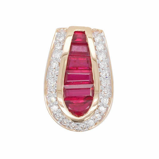 art deco ruby and diamond pendant necklace