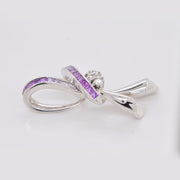 Pink Sapphire Bow Diamond Pendant