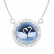 Cameo Swan Couple Diamond Pendant