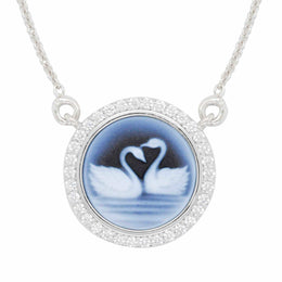 Cameo Swan Couple Diamond Pendant
