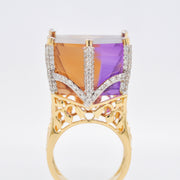 Detailed close-up view of the ring showing the diamonds.