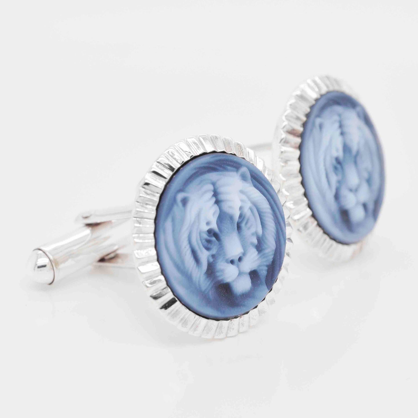 Hand-Carved Tiger Agate Cameo Cufflinks - Vaibhav Dhadda Jewelry