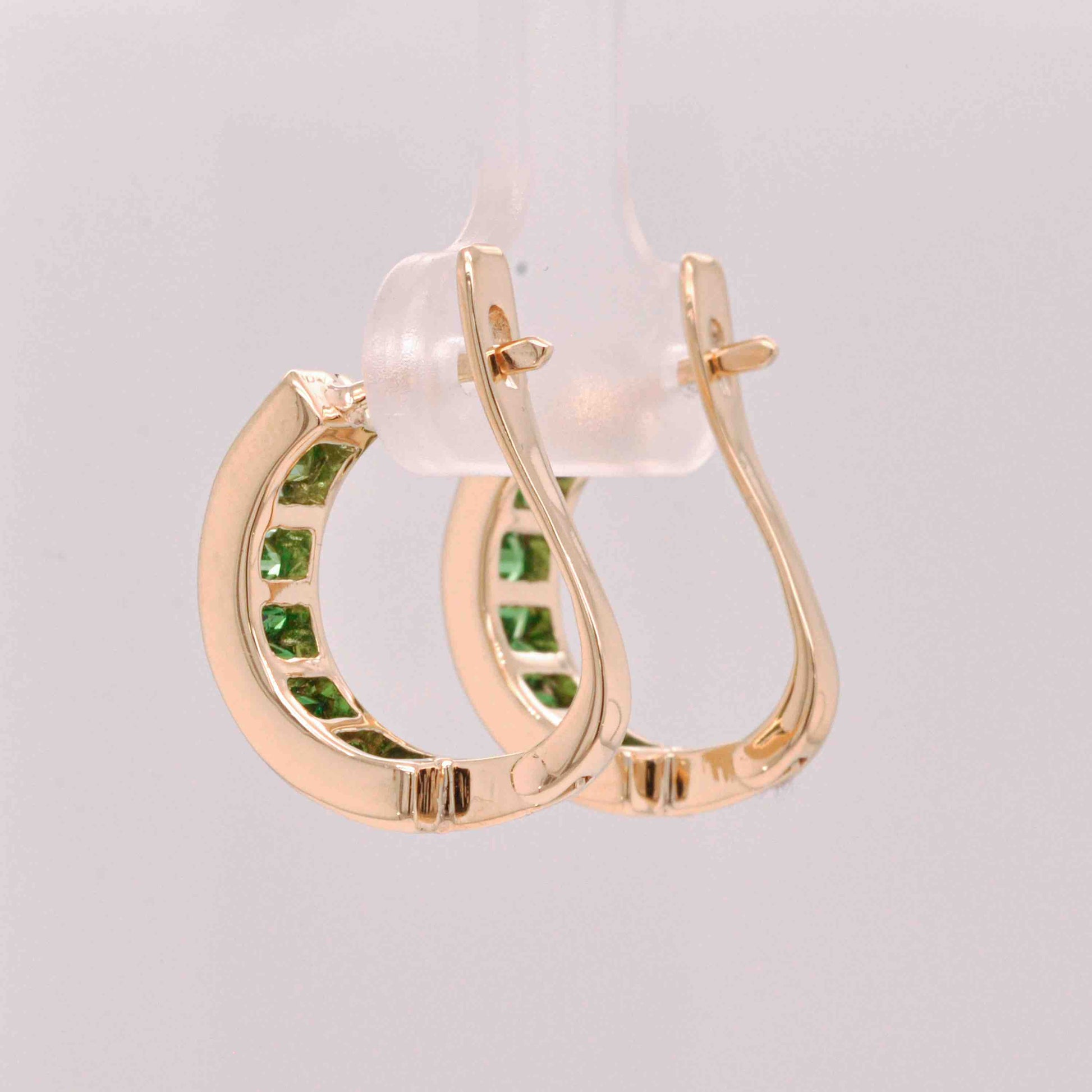 18K Gold Tsavorite Baguette Bar Earrings - Vaibhav Dhadda Jewelry