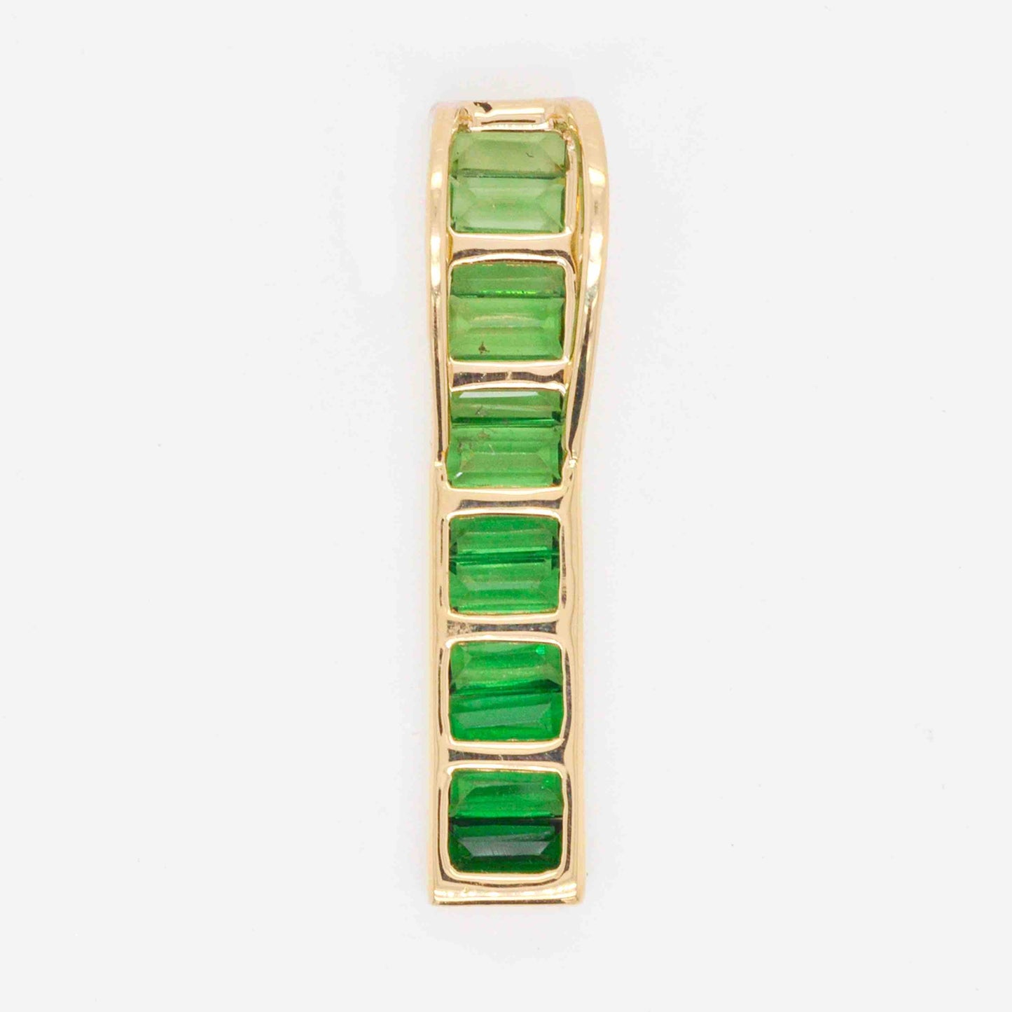 18K Gold Tsavorite Baguette Bar Pendant - Vaibhav Dhadda Jewelry