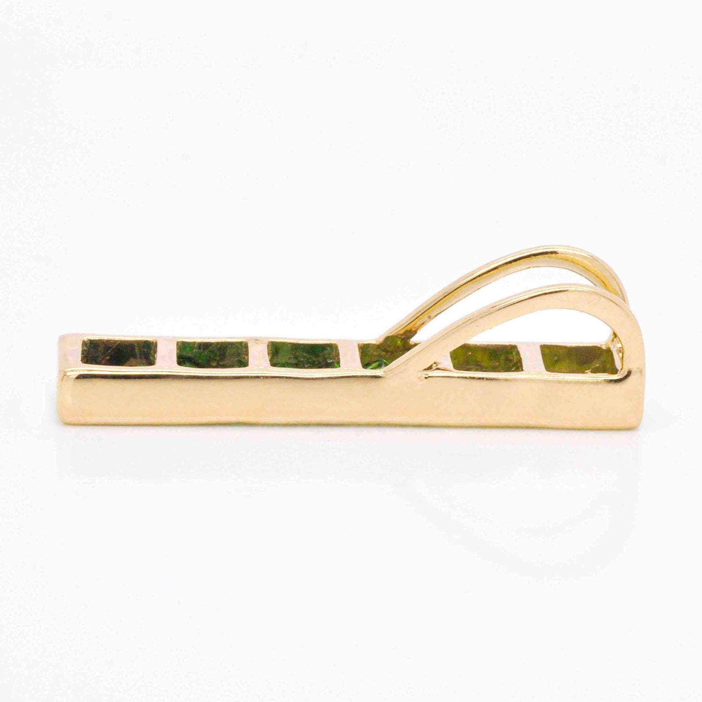 18K Gold Tsavorite Baguette Bar Pendant - Vaibhav Dhadda Jewelry