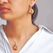 Circle Citrine Dangle Set
