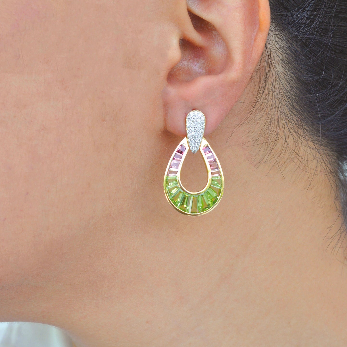 Doorknocker Pink Tourmaline Earrings