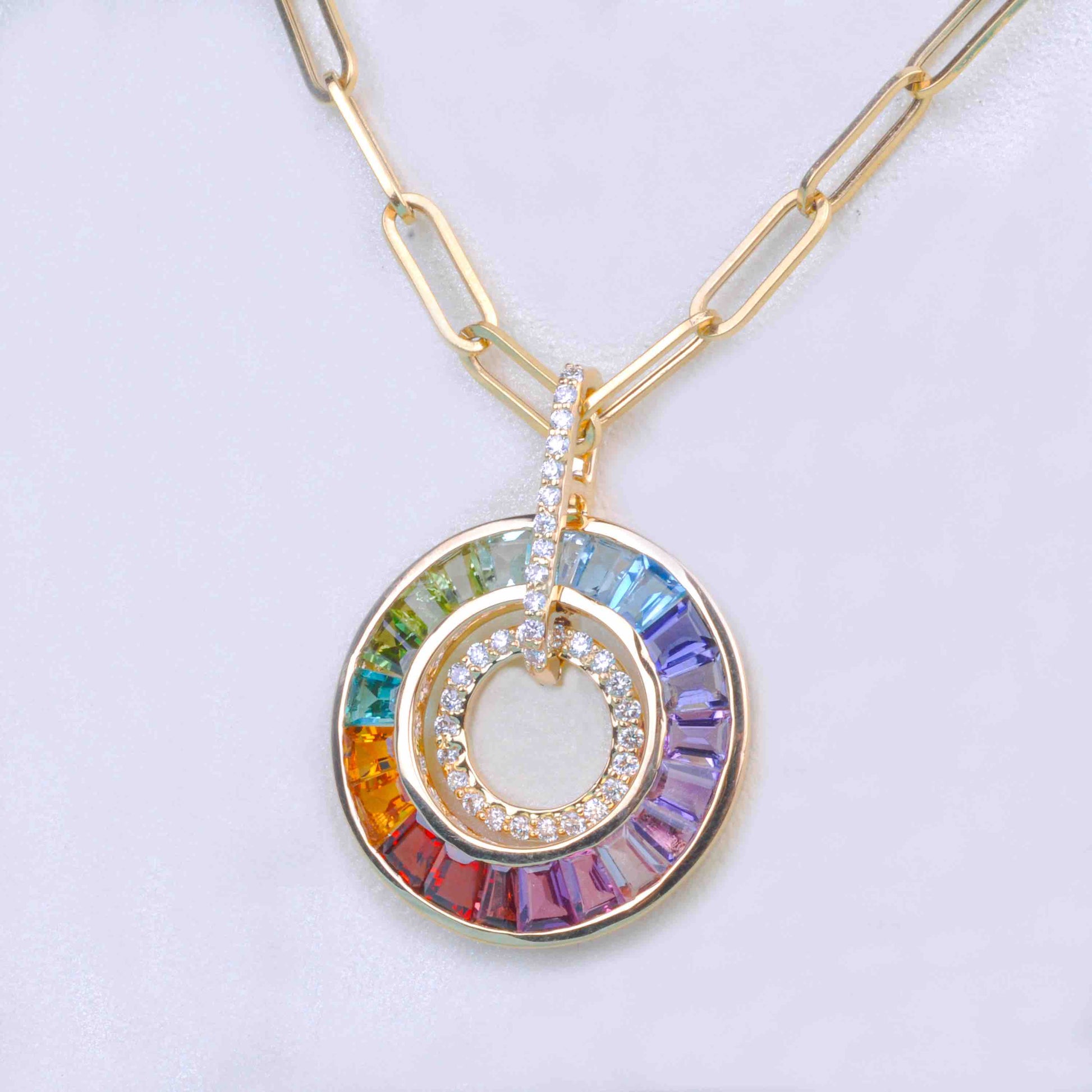 Multicolor baguette gemstone pendant