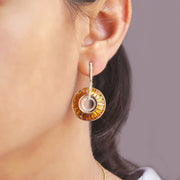 Circle Citrine Dangle Earrings