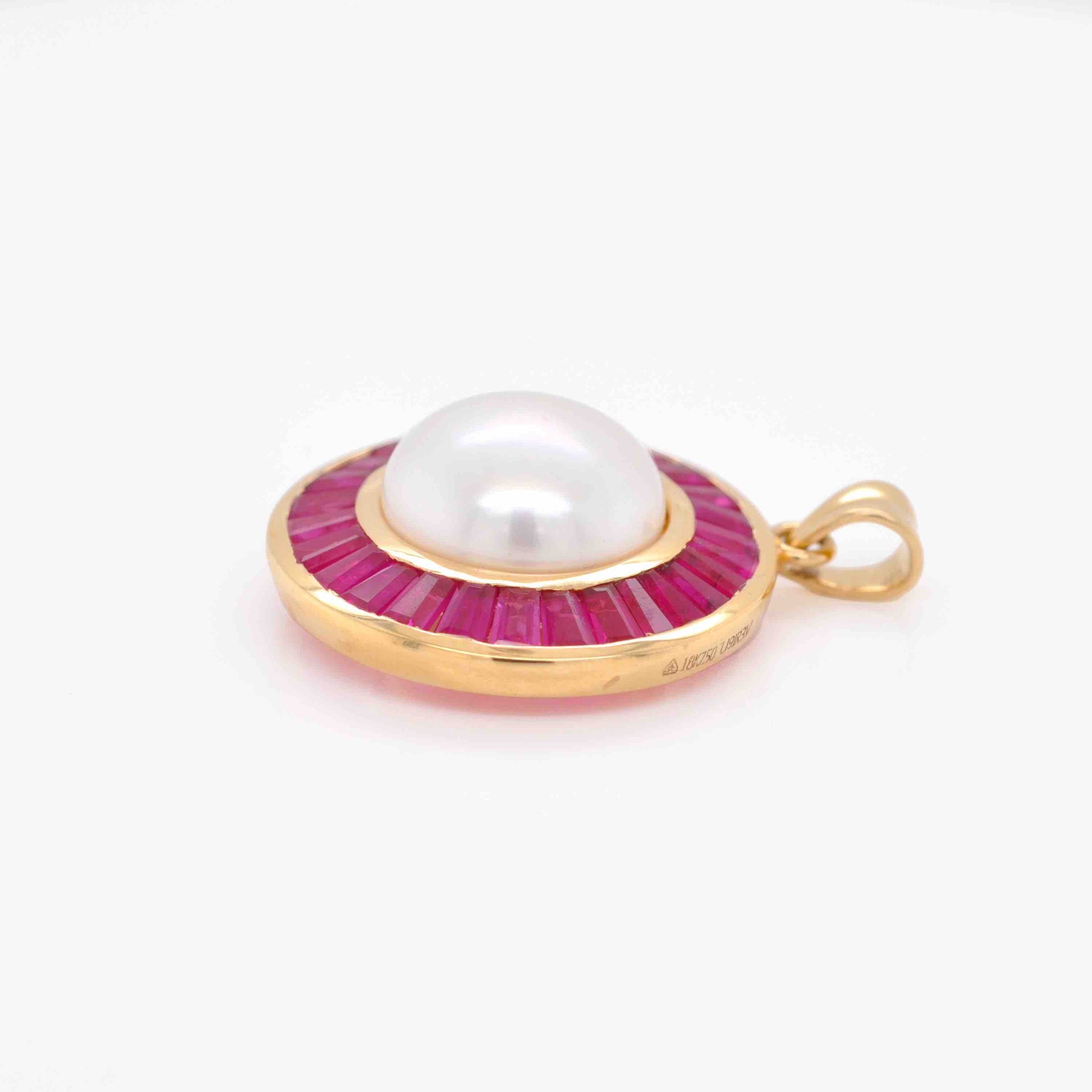 pearl and ruby pendant