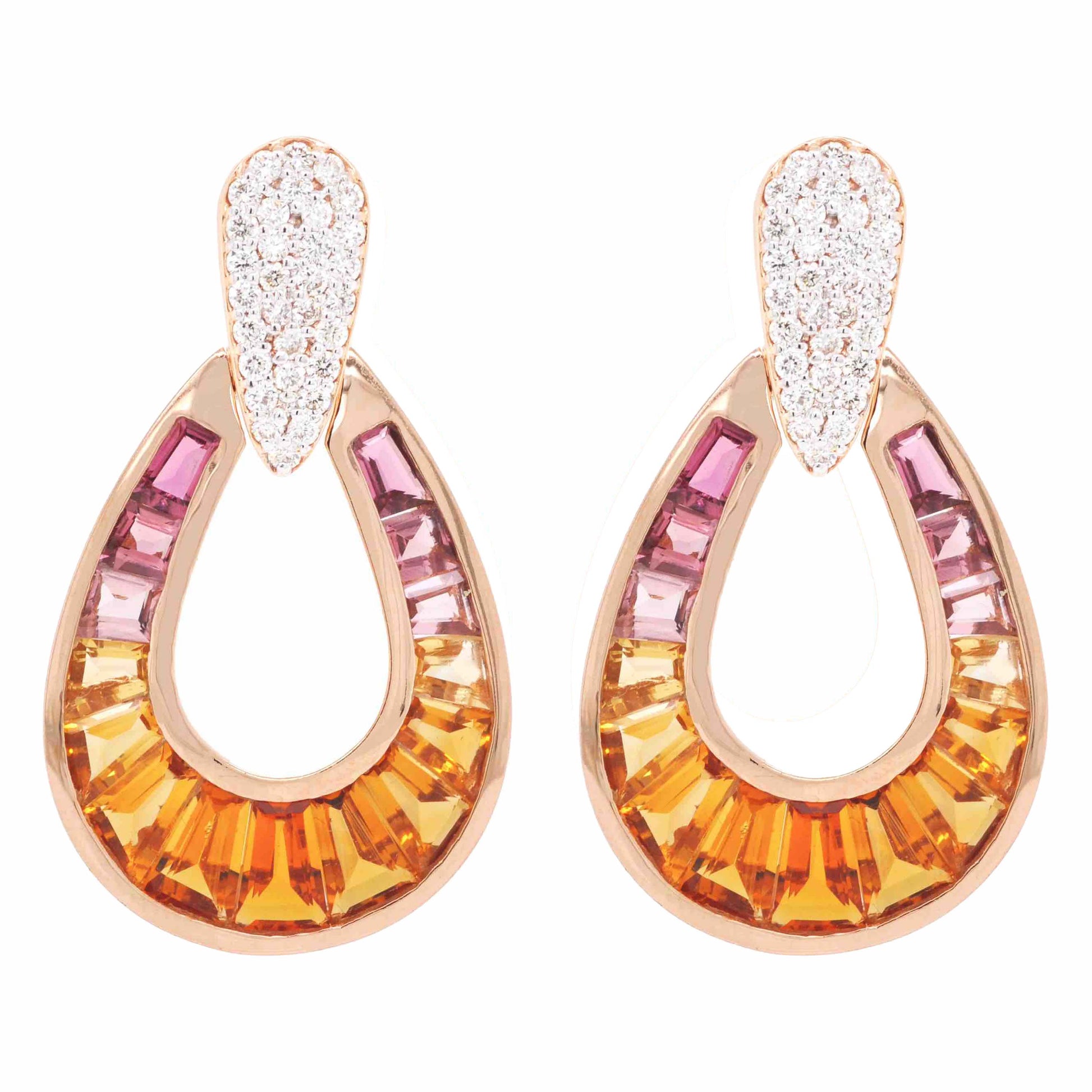 Citrine Pink Tourmaline earrings
