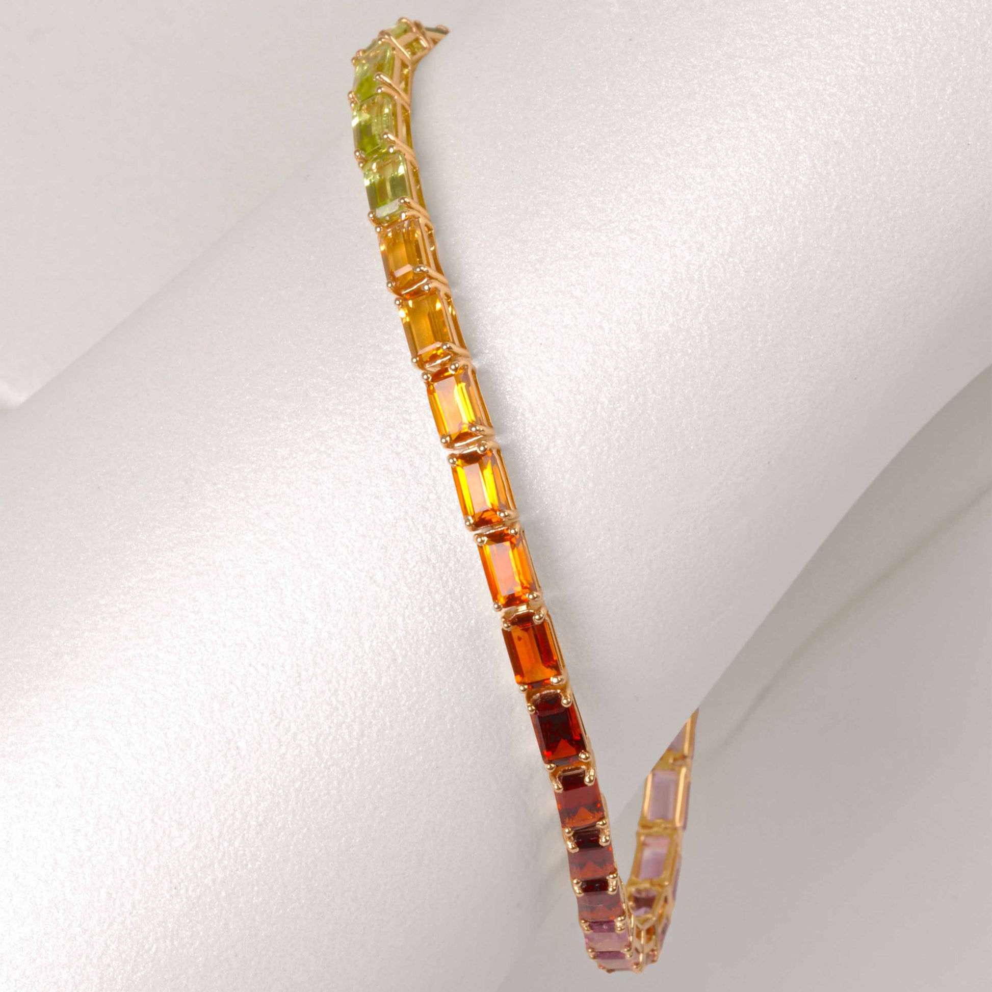 18K Gold Octagon Rainbow Tennis Line Bracelet - Vaibhav Dhadda Jewelry