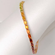 18K Gold Octagon Rainbow Tennis Line Bracelet - Vaibhav Dhadda Jewelry
