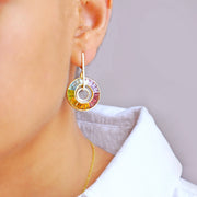 Circle Rainbow Dangle Earrings