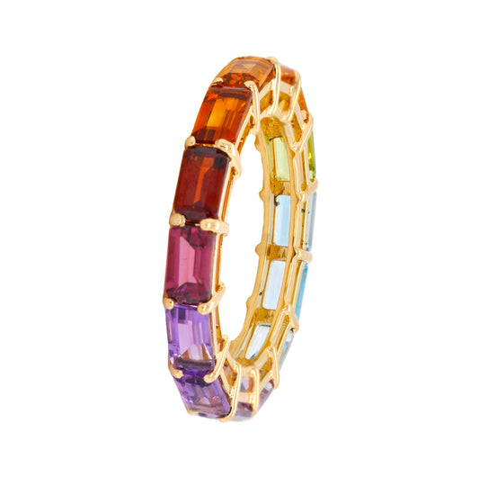 pride multicolor rainbow eternity band ring