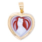 18K Gold Couple Cameo Carved Diamond Heart Pendant