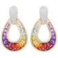 18K Gold Rainbow Gemstones Diamond Doorknocker Earrings