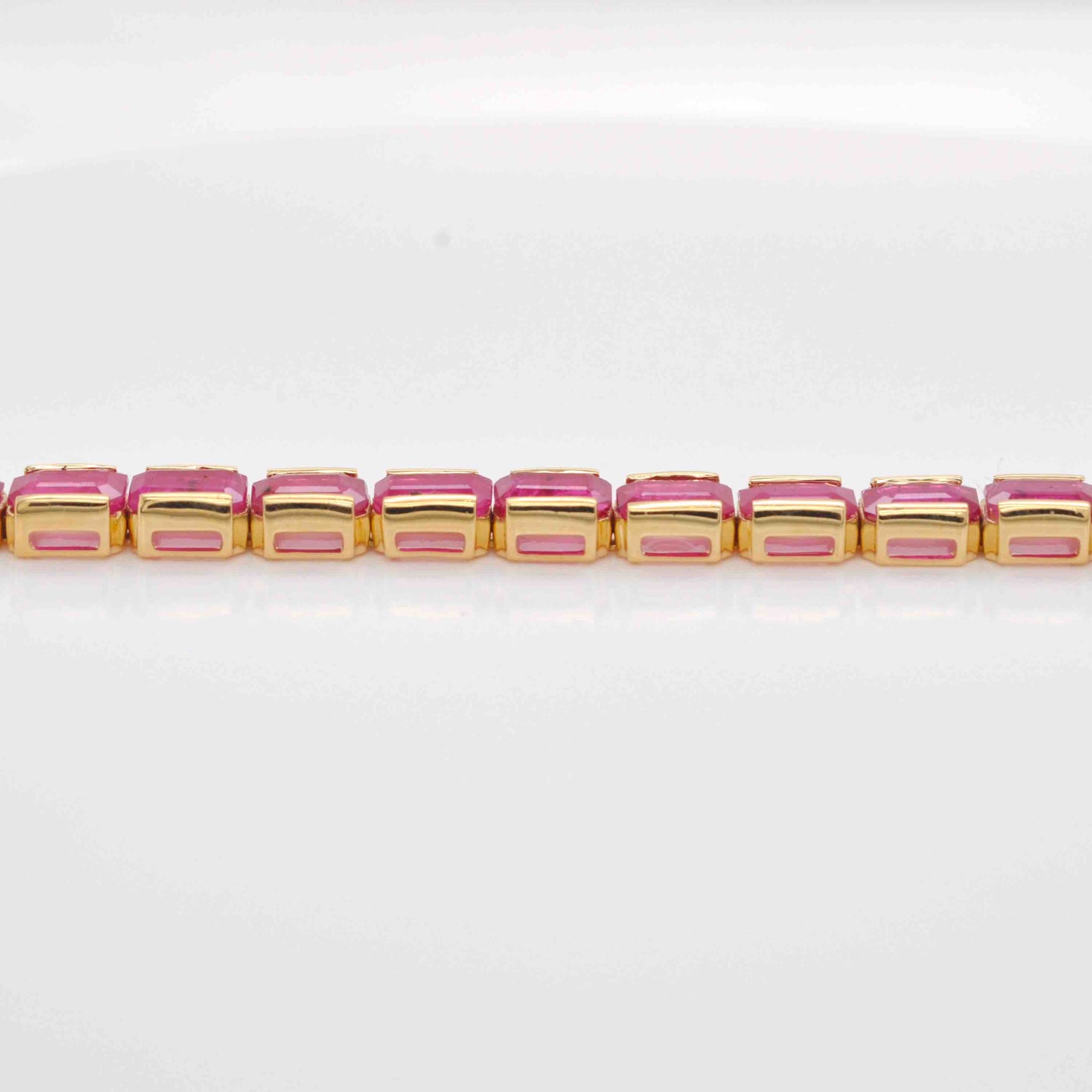 18K Gold Ruby 6x4 MM Octagon Tennis Line Bracelet - Vaibhav Dhadda Jewelry