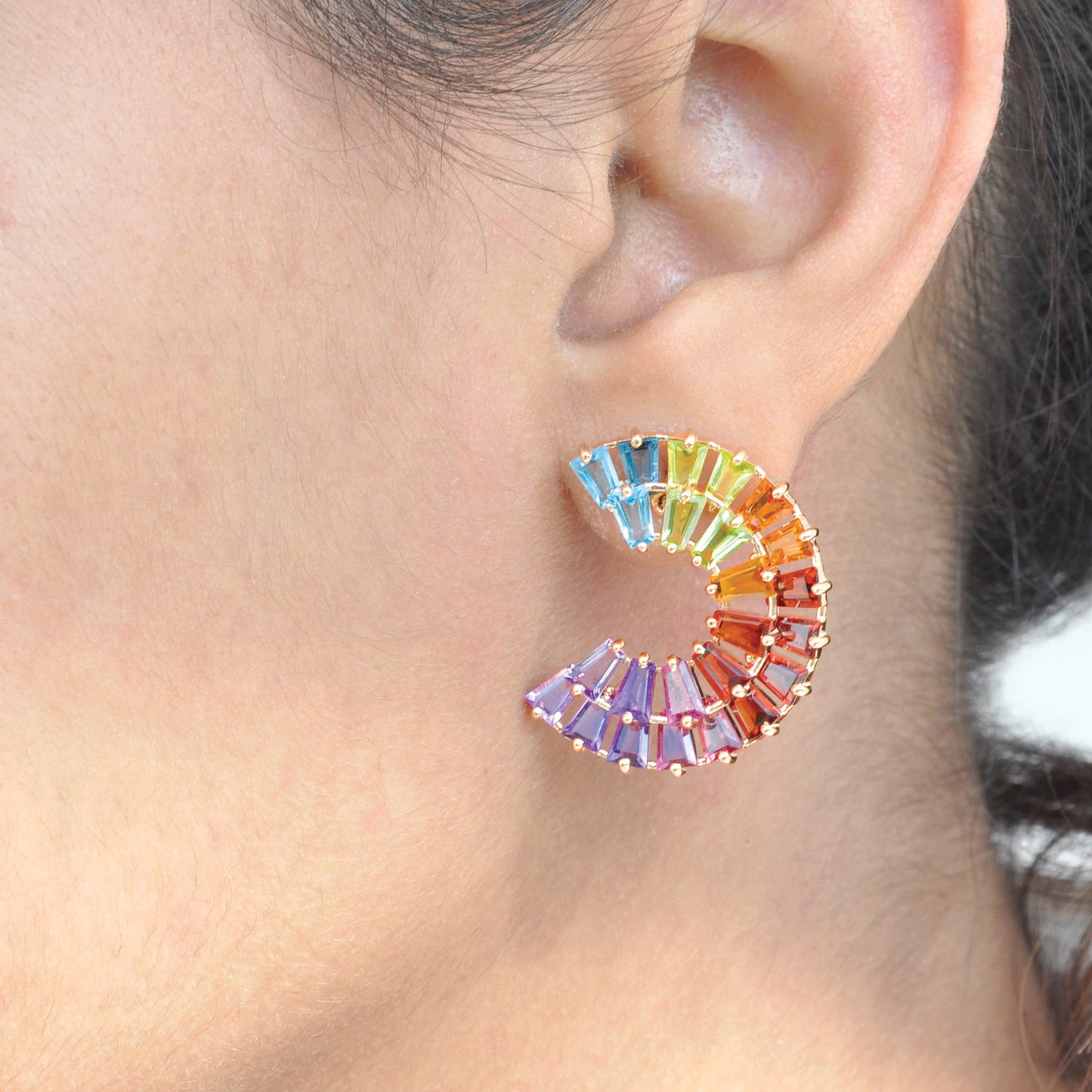 Circle Rainbow Double Layer Stud Earrings