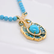 Blue Topaz & Turquoise Lotus Necklace