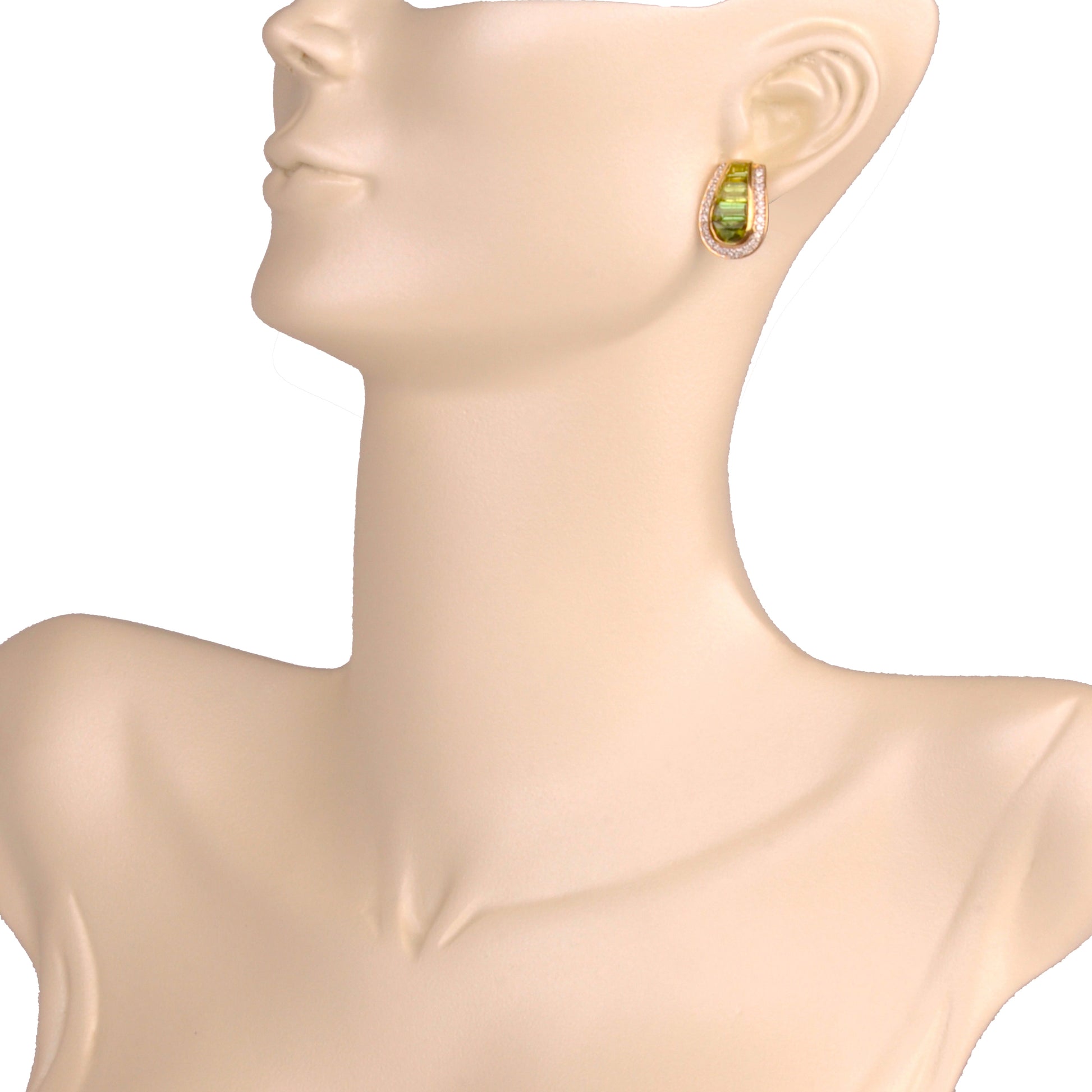 18K Gold Green Tourmaline Peridot Diamond Studs Earrings - Vaibhav Dhadda Jewelry