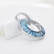 Circle Blue Topaz Diamond Pendant