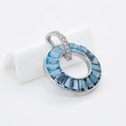 Circle Blue Topaz Diamond Pendant